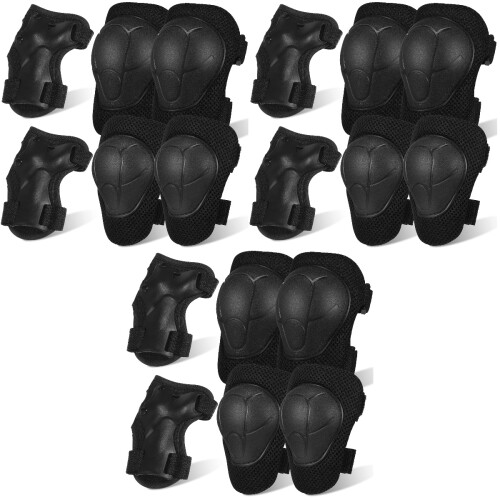 3Sets Black Kids Roller Skating Knee Elbow Wrist Set 2