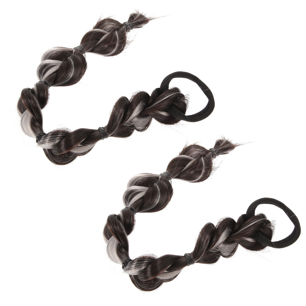 Totority Unisex 4Pcs Bubble Braided Synthetic Ponytail Extension For Women Party