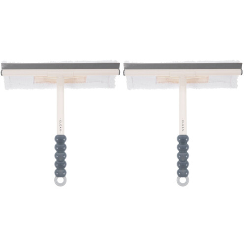 2Pcs Small Grey Shower Squeegee with Handle for Car and Home Windows 1