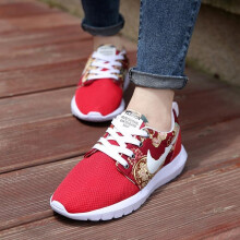 (Red,39Foot Length24.5cm/9.8in)Sneakers Mesh Running Shoes Women Summer Breathable Outdoor Floral Patterns