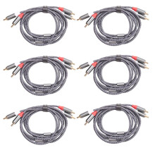6X RCA Stereo Cable, [6Ft/1.8M, Dual Shielded Gold-Plated] 2RCA Male to 2RCA Male Stereo Audio Cable for Home Theater