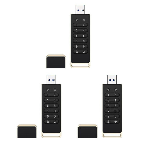 3X Secure USB Drive, 32GB Encrypted USB Flash Drive Hardware Password Memory Stick with Keypad USB 3.0 Disk Flash Black