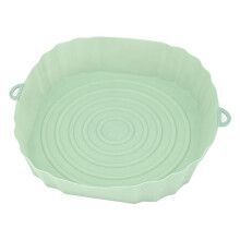 20Cm Air Fryers Oven Baking Tray Fried Chicken Basket Mat AirFryer Silicone Pot Round Replacemen Grill Pan Green