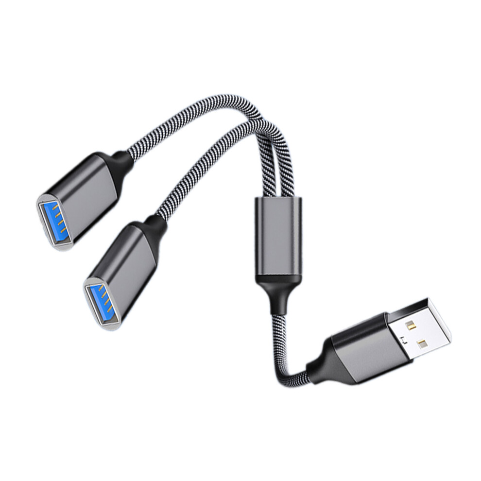 Usb Splitter Usb Male To 2 Female Cord Boost Productivity- Gray 7732000489594