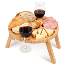 Mesa de Vino Portátil, Mesa de Picnic Plegable para Exteriores, Ideal para Acampar y para la Playa. Regalo Ideal para Amantes del Vino.