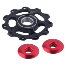 11T MTB Bicycle Rear Derailleur Jockey Wheels Jockey Wheel Bearing Front Derailleur Guide Pulley, Black