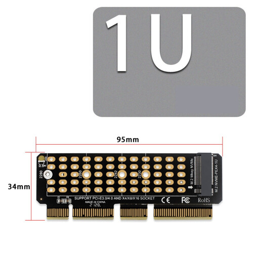 M.2 NVME Till PCI-E 4.0-Adapterkort M.2 M-KEY-Kortplats StöDer 1U-Server 2