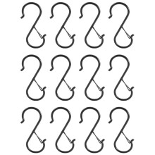 12PCS S Hooks for Hanging - S Shaped Hooks for Kitchen Utensil and Closet Rod - Black S Hooks for Hanging Plants,Pots