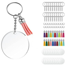 Acrylic Keychain Blank Set, Transparent Round Acrylic Blank Bulk (5 Inches), Suitable for Vinyl Resin Project DIY