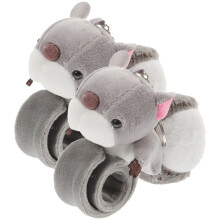 4St Plush Dieren Slap Armbanden Grijs Voor Kinderen Feest