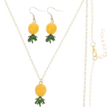 4Sets Ananas Ohrhänger Damen Halskette Leicht Vintage Schmuck Set