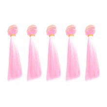 15Stk Gerade Puppenhaar Perücke Pink Elastisch Langlebig Hochwertig