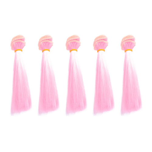 15Stk Gerade Puppenhaar Perücke Pink Elastisch Langlebig Hochwertig