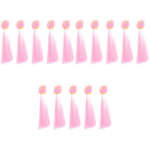 15Stk Gerade Puppenhaar Perücke Pink Elastisch Langlebig Hochwertig 2
