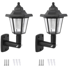 2 X Capteur de Lumière de Lampe de Lanterne de Mur de Clôture de Jardin Extérieur à Led à Énergie Solaire
