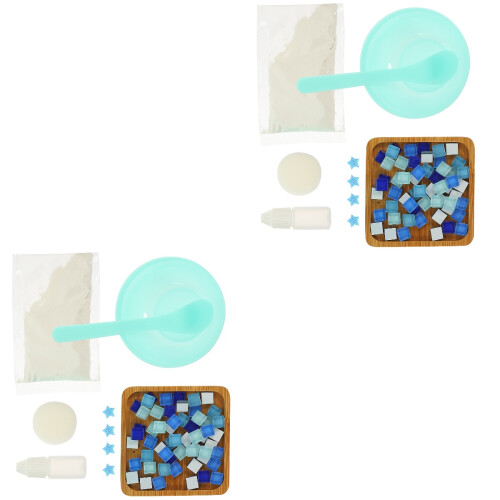 2Sets DIY Tischuntersetzer Bambus Coaster Kit Bunt Kinder Bastelbedarf 2
