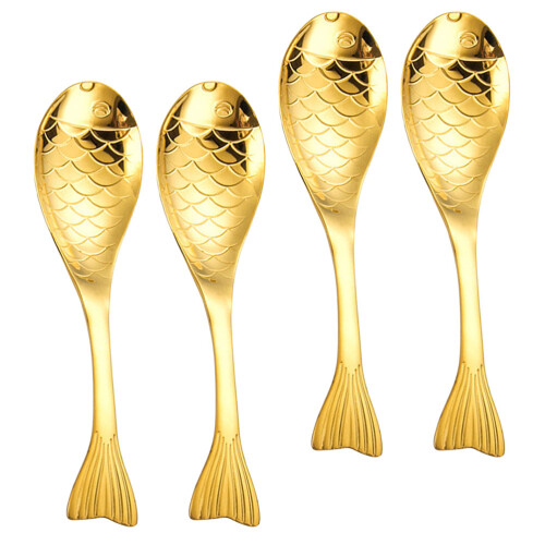 20Stk Einfache Goldene Metalllöffel Für Und Essen 2