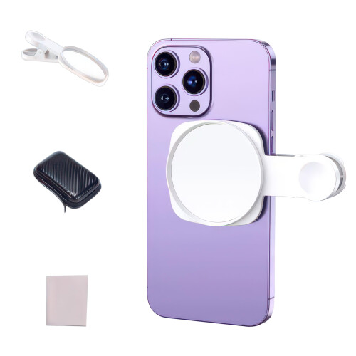 Selfie Phone Mirror with Wide Angle View, Universal ClipOn for iPhone 15/14/13/12 and Android