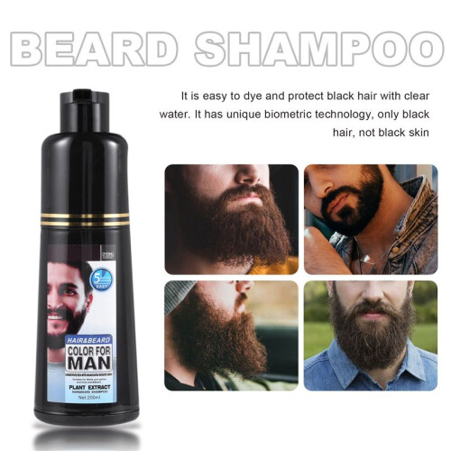 Permanent Bart Farbstoff Shampoo für MäNner Bart Sterben Entfernung Weiß Grau Bart Haar MäNner Bart Shampoo 200ML 1