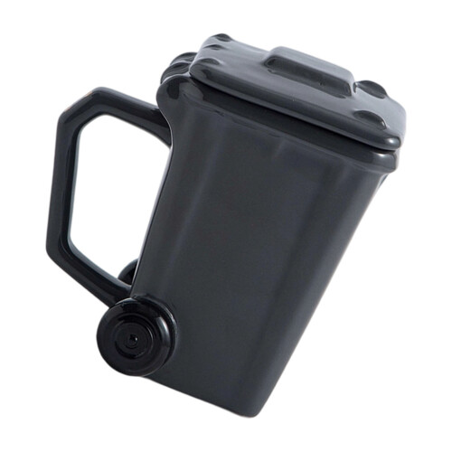 Einzigartige Kaffeetasse in Mülleimerform, 400 ml,-Dunkelgrau