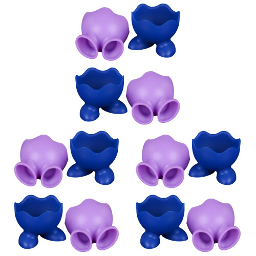 12Pièces Coupes Pour Œufs Durs Silicone Résistant Bleu Violet 1