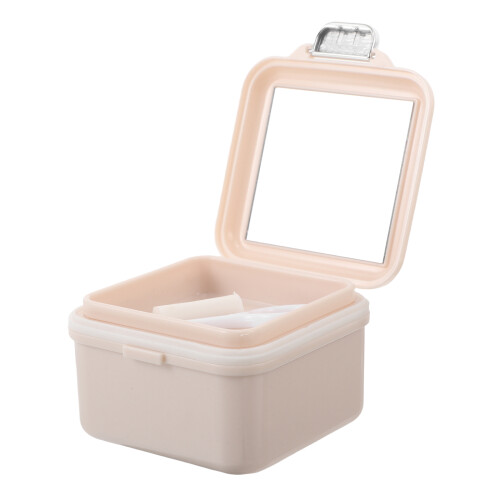 3Pcs Small Retainer Storage Box Plastic Travel Case with Mirror