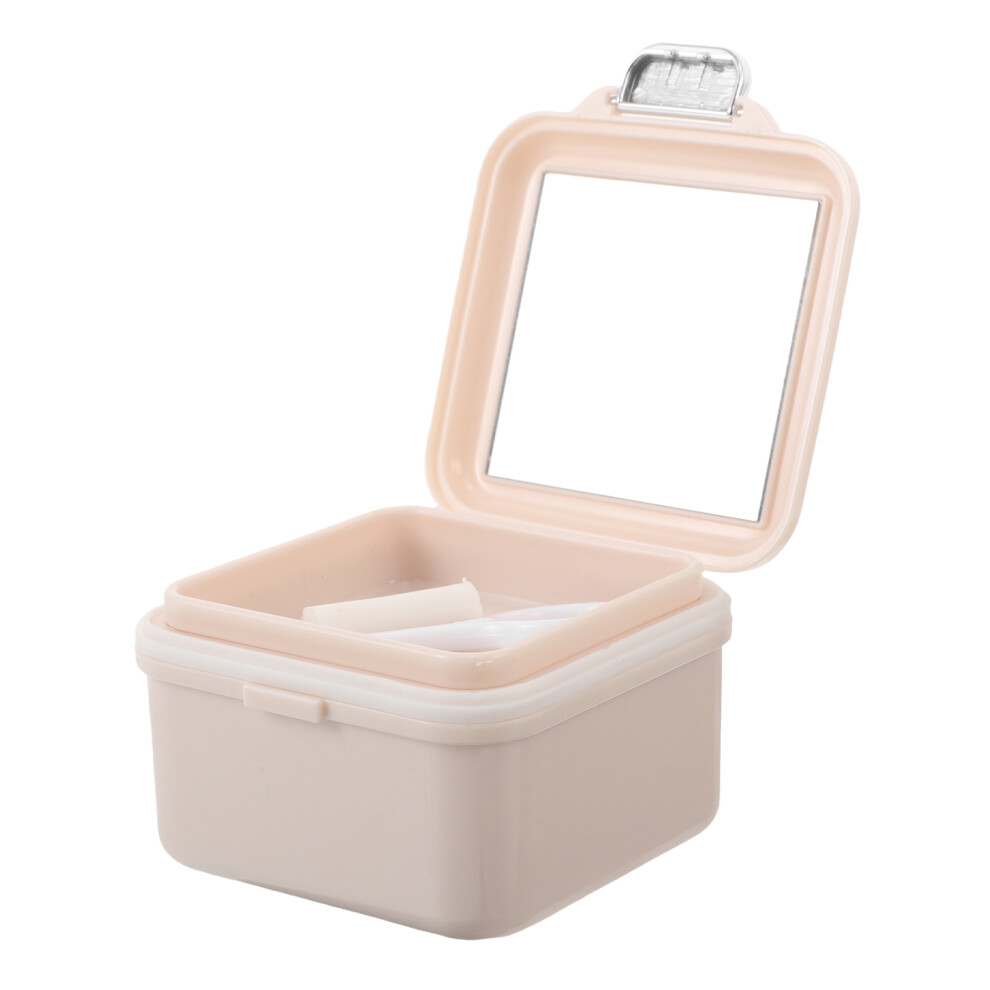 Inoomp 3Pcs Small Retainer Storage Box Plastic Travel Case With Mirror