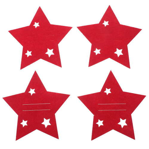48Pcs Xmas Party Red Felt Cutlery Holders Star Pattern