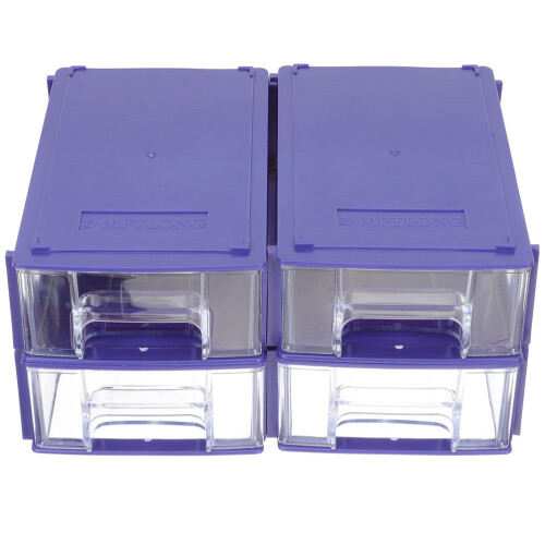 8Pcs Blue Plastic Repair Parts Box Stackable Household Container