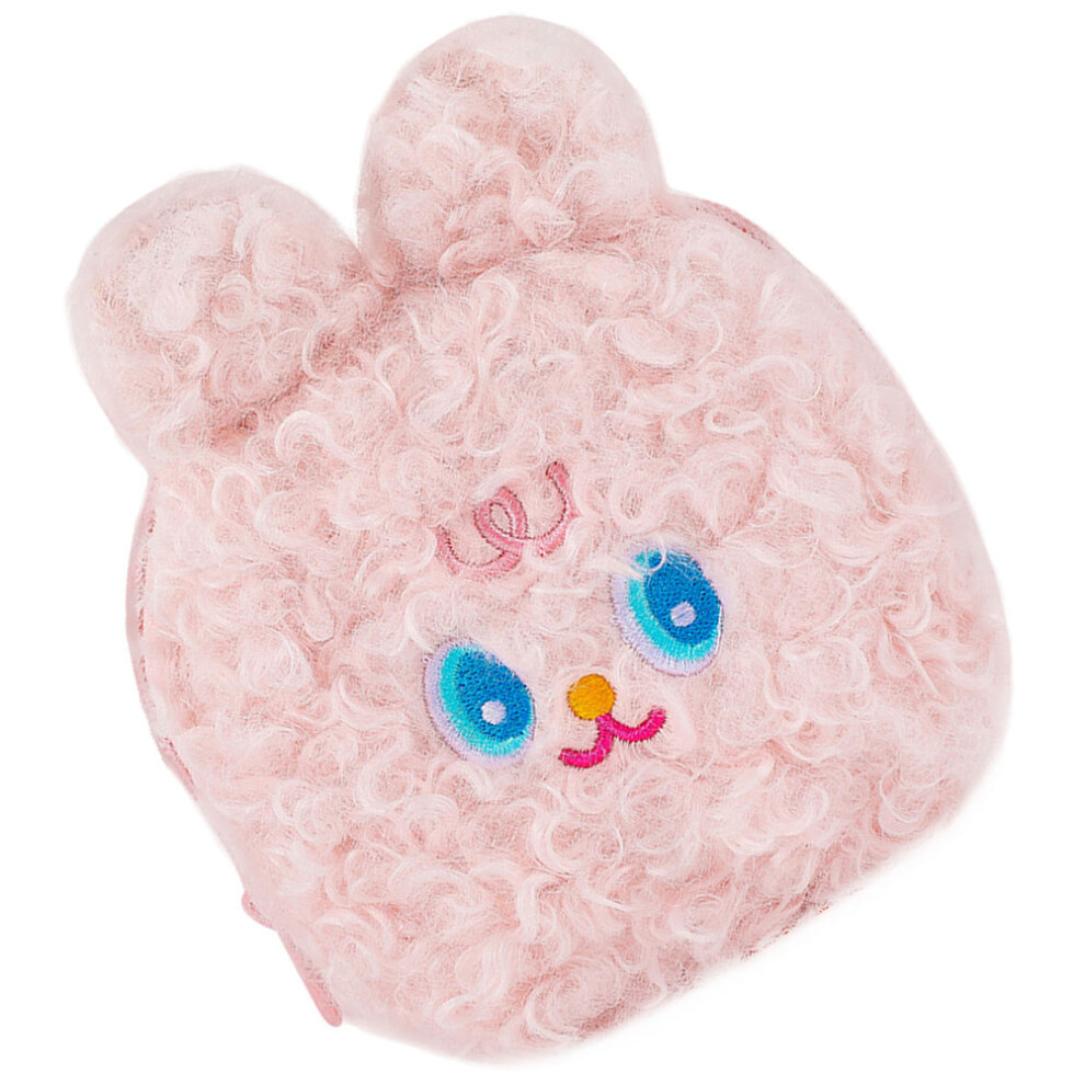 Aboofan Pink 2Pcs Cartoon Plush Cosmetic Bag Portable Makeup Pouch With Zipper