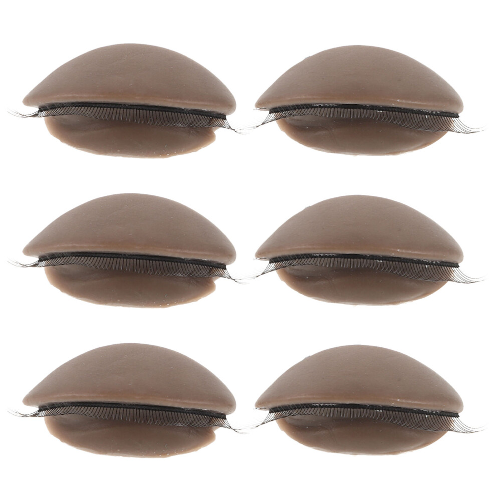 Aboofan 18Pcs Replaceable Coffee Eyelids For Mannequin Lash Extension Practice