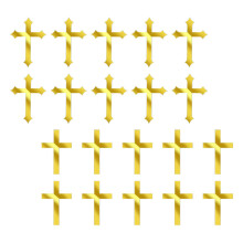 40Pcs Elegant Gold Acrylic Cross Cupcake Toppers for Religious Events