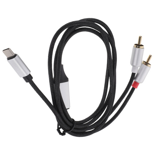5Pcs USB C to Rca Audio Transferring Cables Gold Plated Black 2