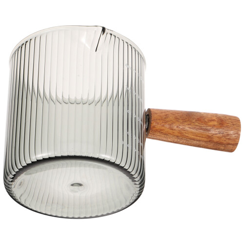 5Pcs Small Glass Coffee Pitchers with Wood Handle for Home