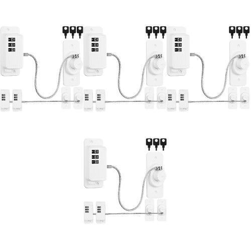 12Pcs Fridge Locks with Code ABS Steel Wire Safety Locks for Cabinets 2