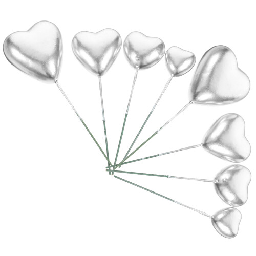 40Pcs Silver Heart Cake Inserts Lightweight Wedding Decor 2