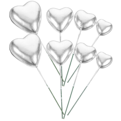 40Pcs Silver Heart Cake Inserts Lightweight Wedding Decor 1