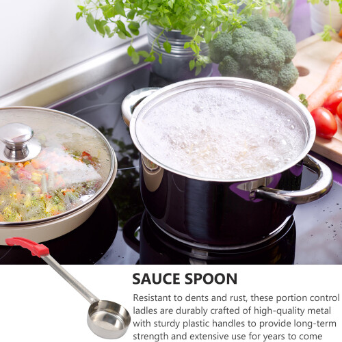 4Pcs Portion Control Ladles Red Plastic Handle Rust-Resistant Metal 2