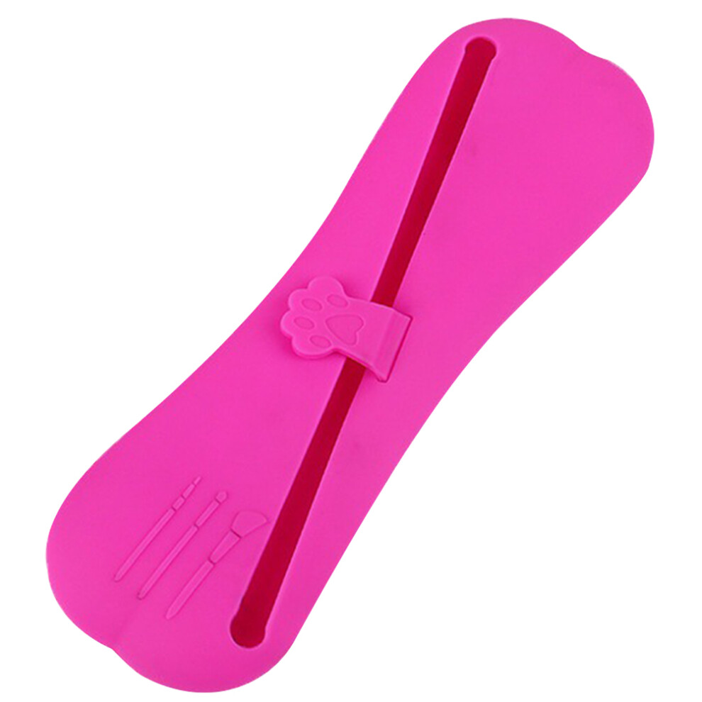Ohphcall 3Pcs Portable Rosy Makeup Brush Holder Soft Silicone Makeup Tool Pouch