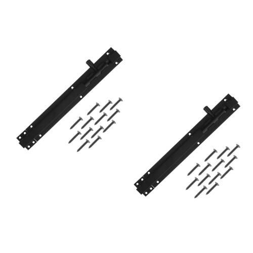 2Pcs Barrel Bolt Slide Lock Black Durable Rust-Resistant Home Security 1