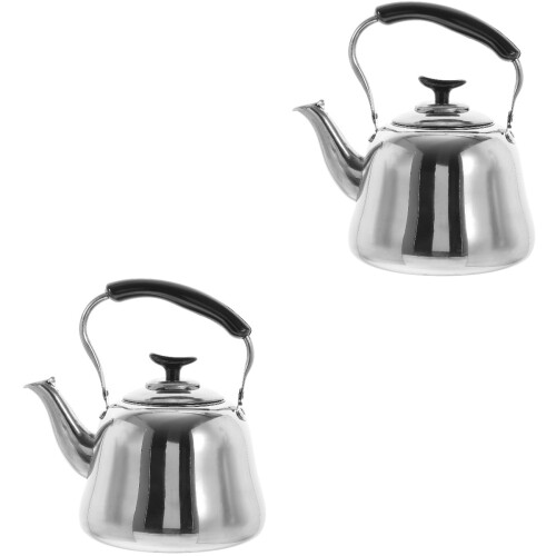 2Pcs Silver Whistling Tea Kettle for Home Use with Safe Handle 2