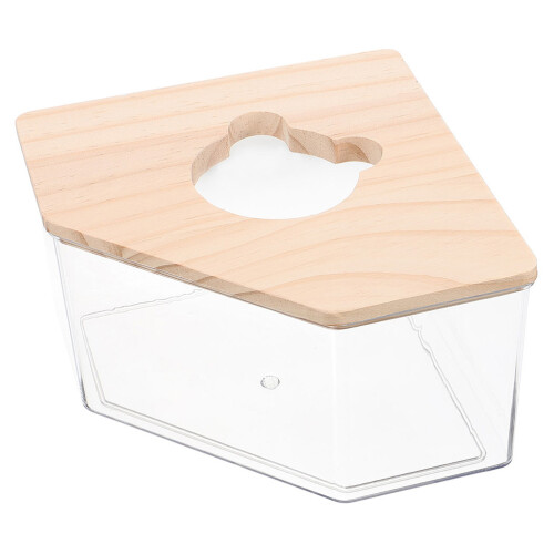 2Pcs Transparent Hamster Sand Bath Box Multi-Use Wooden Lid Small Pet 1