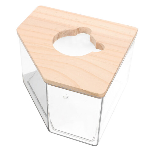 2Pcs Transparent Hamster Sand Bath Box Multi-Use Wooden Lid Small Pet