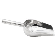 2Pcs Durable Silver Stainless Steel Rice and Fodder Feed Scoops