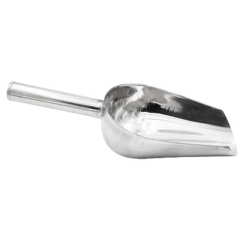 2Pcs Durable Silver Stainless Steel Rice and Fodder Feed Scoops