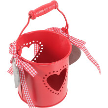 2Pcs Decorative Red Metal Buckets Small Party Candy Treat Holders