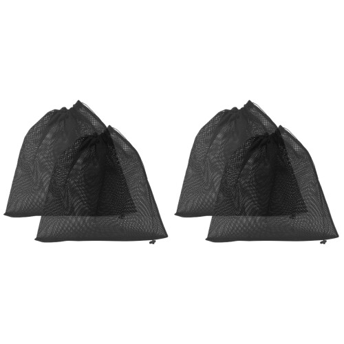 4Pcs Polyester Mesh Pump Filter Bags Black Drawstring for Pond Pumps 2
