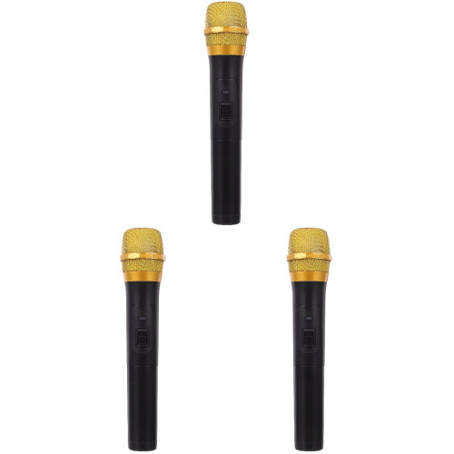 3Pcs Realistic Golden Simulation Microphone Props for Kids Play 2