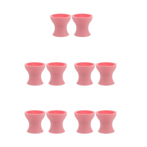 10Pcs Portable Silicone Makeup Brush Cleaner Cup Soft Pink Tool 2