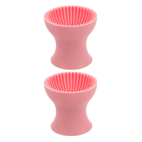 10Pcs Portable Silicone Makeup Brush Cleaner Cup Soft Pink Tool